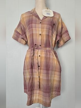 Toad&Co Lavender and Beige Plaid Dress